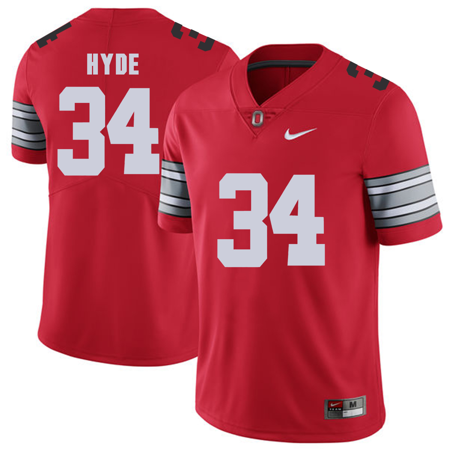 Men Ohio State #34 Hyde Red Customized NCAA Jerseys->->Custom Jersey